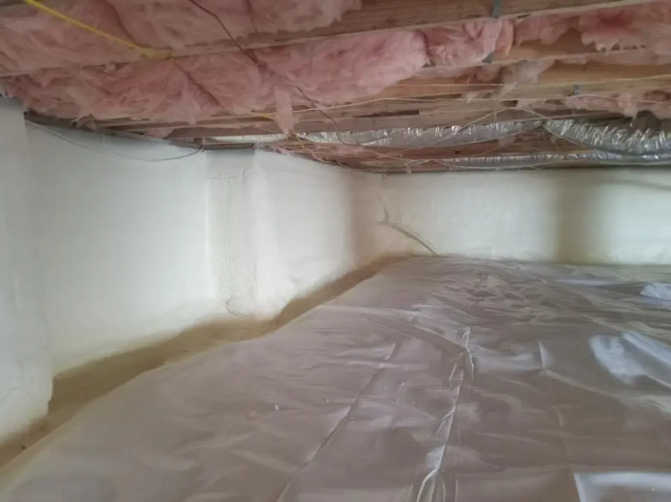 Crawl space encapsulation with closed-cell spray foam for Roof Waterproofing in De Witt